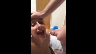 Full Load Of Sticky Snapchat Cum On Her Face