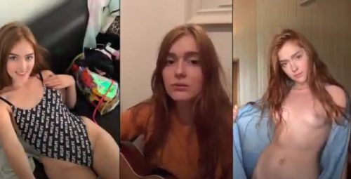 Sexy Redhead Teen Showing Nudes On Snapchat While Singing