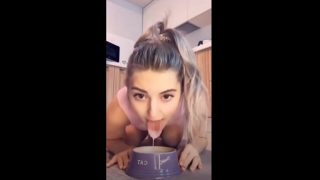 Sexy Big Tit Teen Kitty Covers Her Young Naked Pussy on Snapchat With Milk