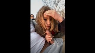 Dirty Snapchat Thot Sucking Dick and Swallowing Cum Publicly In Front Of Others In Safari
